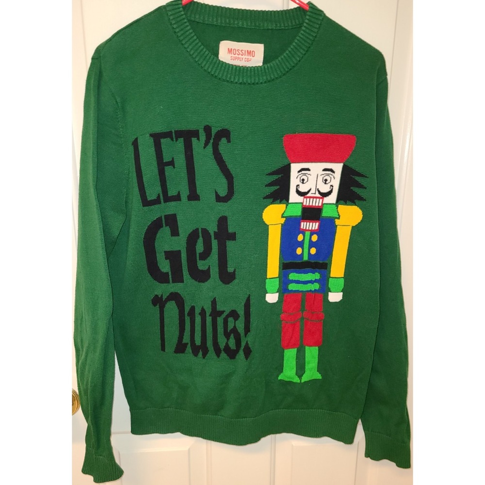 Mossimo‎ Nutcracker Ugly Christmas Sweater Med Green Let's Get Cracking Holiday